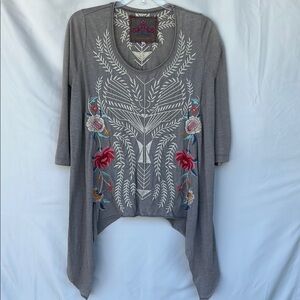 Gray Embroidered JWLA Asymmetrical Top